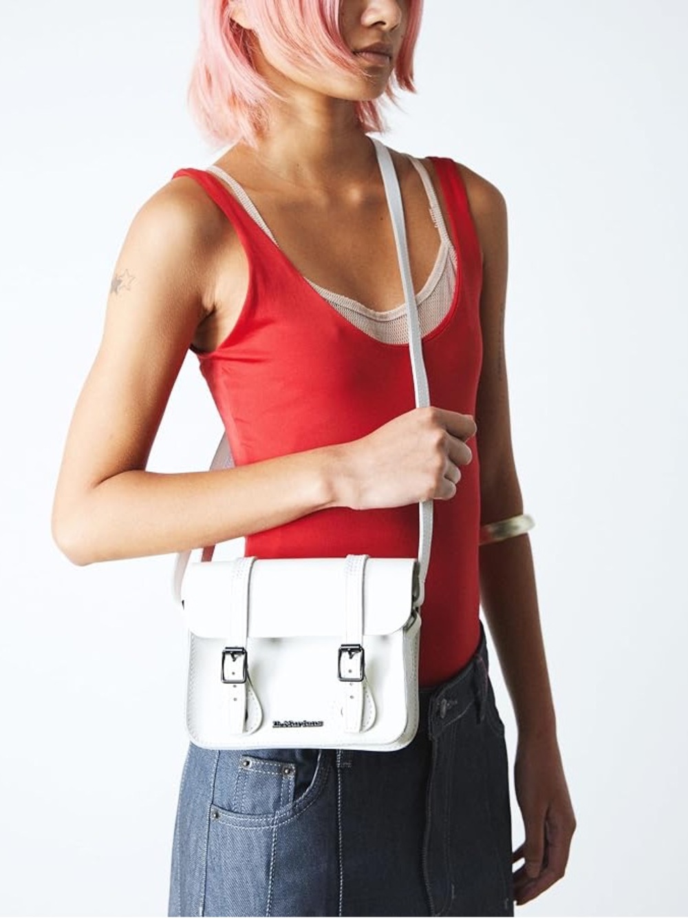 Dr. Martens White Mini Leather Satchel Crossbody